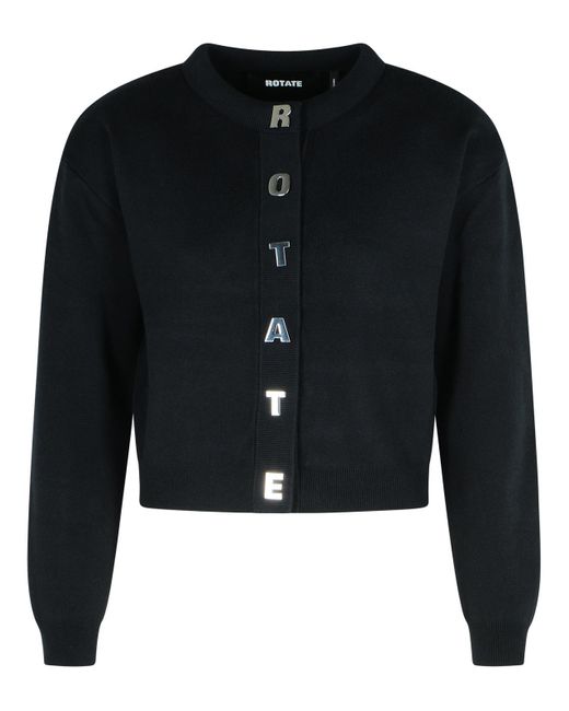 ROTATE BIRGER CHRISTENSEN Black Drehen Sie die Strickjacke mit schwarzer Baumwollmischung