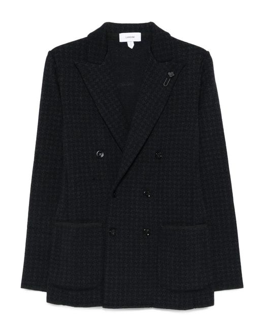 Lardini Double Breasted Jacket Met Houndstooth -patroon in het Black
