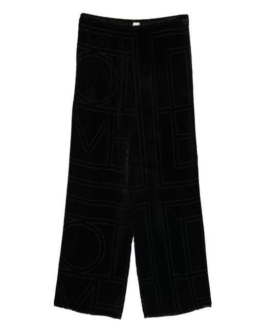Totême Black Monogram Pajama Trousers