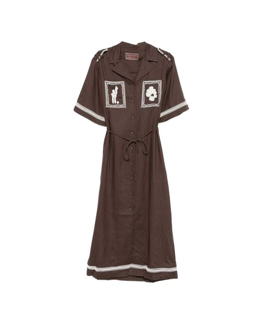ALÉMAIS Brown Leandra Corded Relaxed Shirtdress