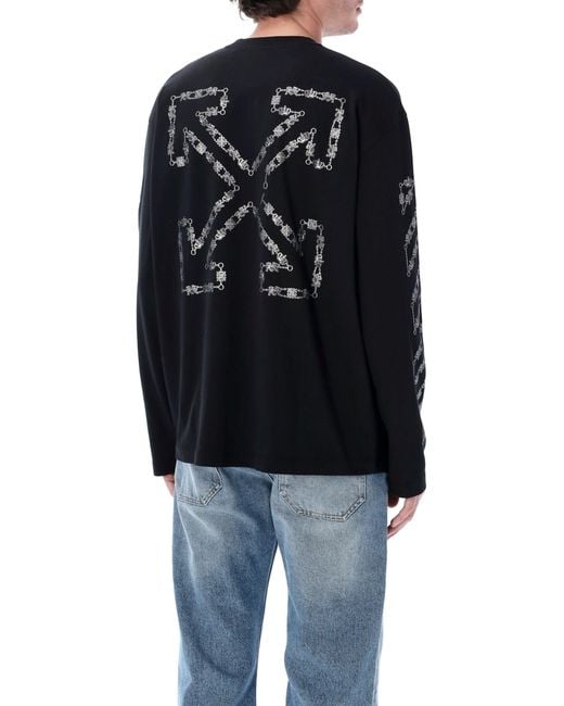 Off-White c/o Virgil Abloh Black Chain Araldic Arrow Long Sleeved T-Shirt