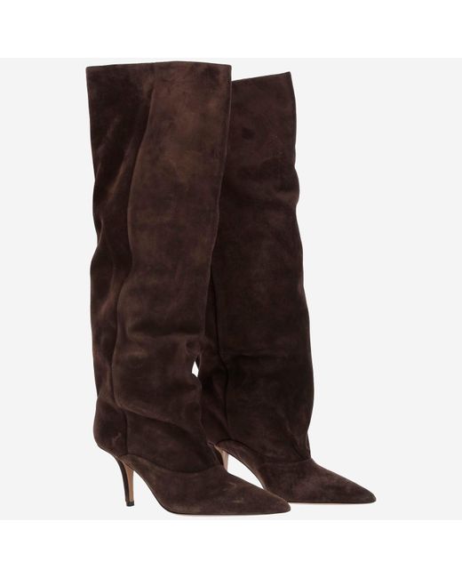 Paris Texas Brown Boots Ines Reverse Mid-Calf 75