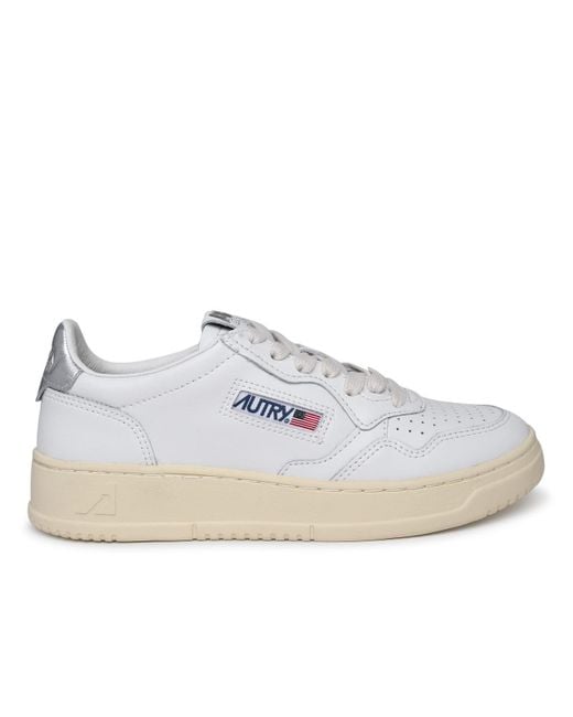 Autry White Medalist Leather Sneakers