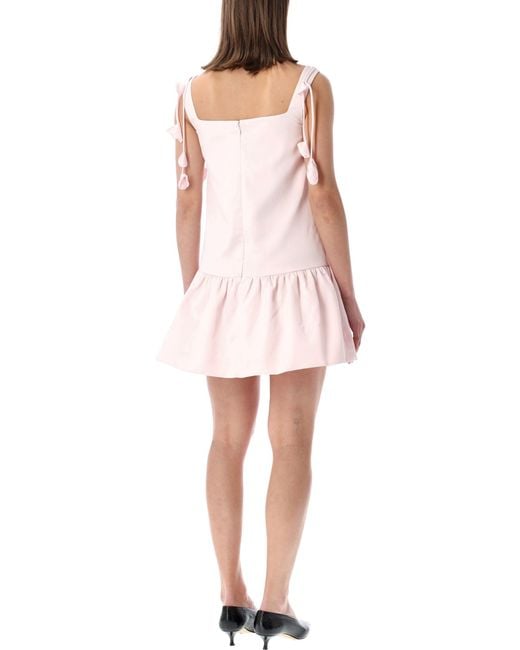 Self-Portrait Pink Taffeta Mini Dress With Floral Details