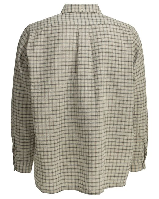 Beams Plus Gray Open Bd Sucker Cotton Linen Casual Shirt