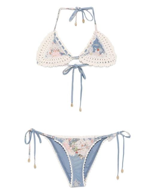 Zimmermann White Floral-Print Bikini
