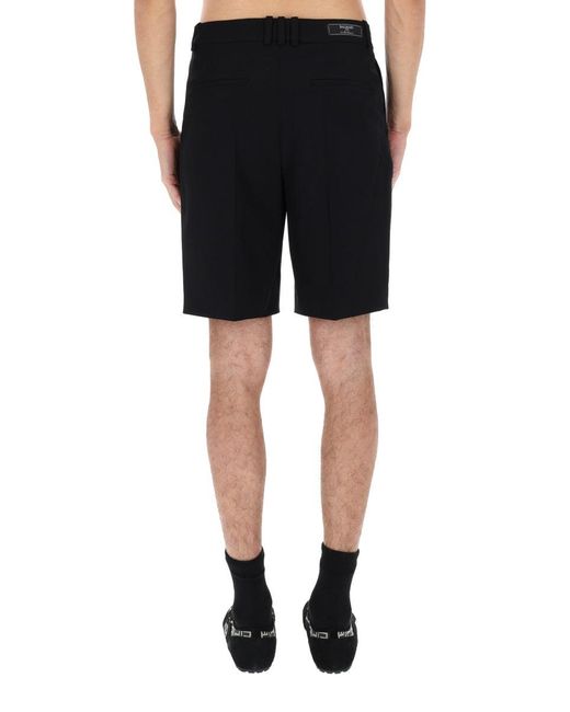Balmain Black Solid Shorts for men