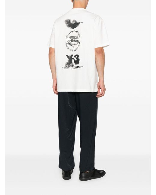 Y-3 White Logo Cotton T-Shirt for men