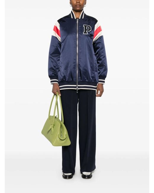 P.A.R.O.S.H. Blue Nobody Logo-Patch Bomber Jacket