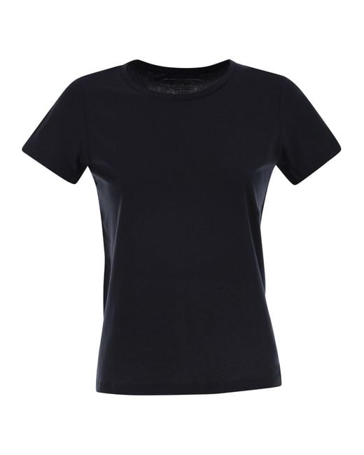 Majestic Black Crew-Neck Short-Sleeved Cotton T-Shirt