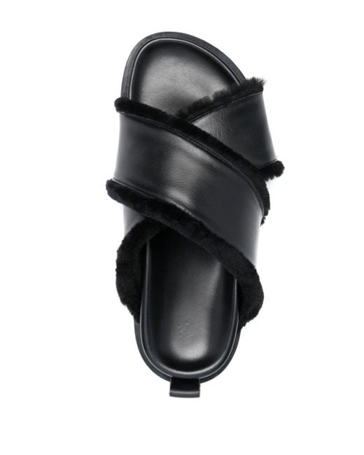 Forte_forte White Shierling And Leather Crossed Sandals