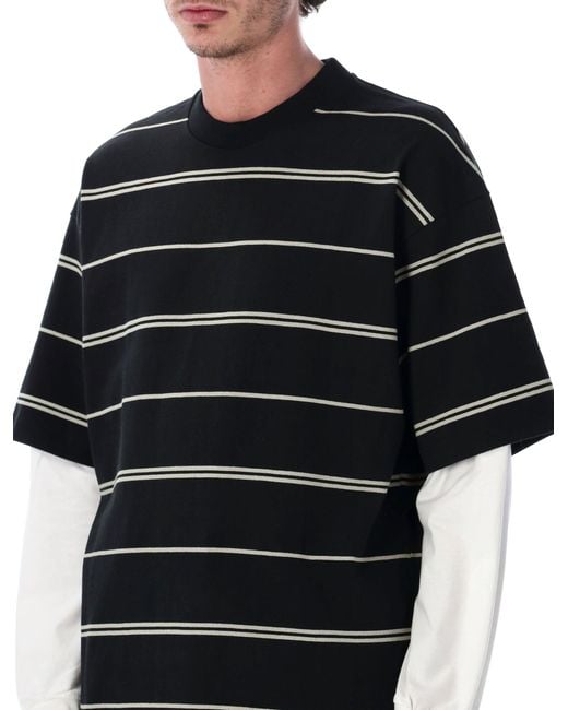 Comme des Garçons Black Comme Des Garçons Homme Striped Cotton Layered T-Shirt