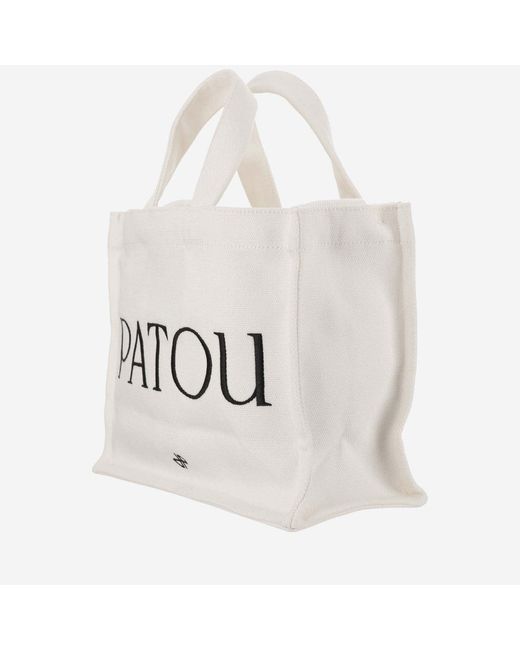 Patou White Cotton Tote Bag
