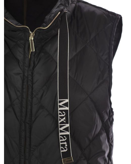 Max Mara Black Tegic Drip Proof Canvas Padded Waistcoat