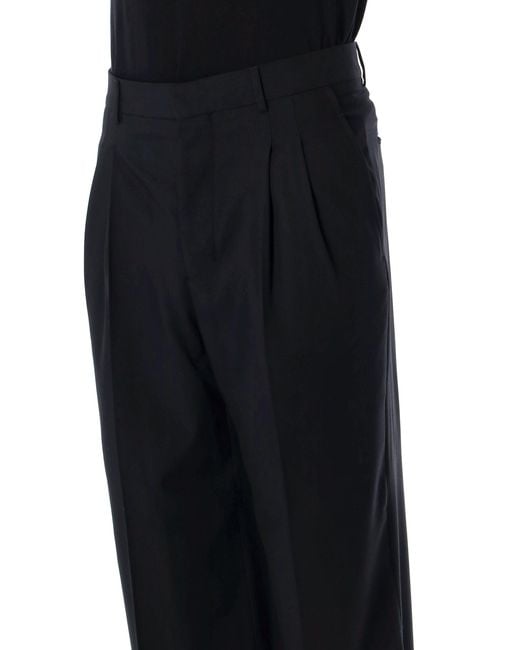 AMI Black Double Pleat Trousers for men