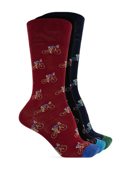 Paul Smith Blue Knitted Socks (Pack Of Three) for men
