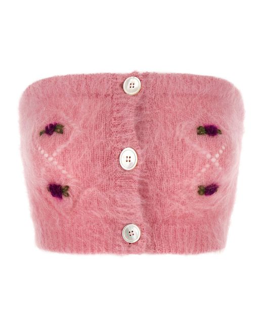 Alessandra Rich Pink Carded Mohair' Top