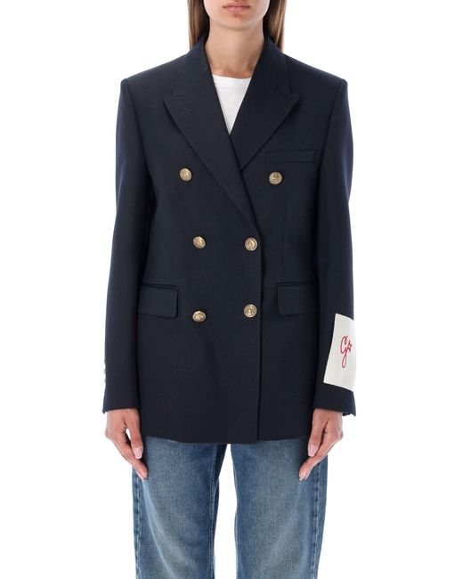 Golden Goose Deluxe Brand Blue Double-Breasted Blazer With Buttons