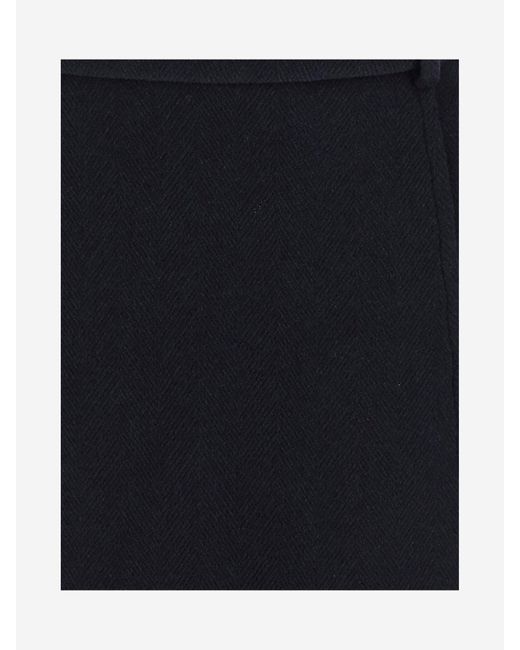 Jil Sander Black Structured Wool Skirt With Belt Loops