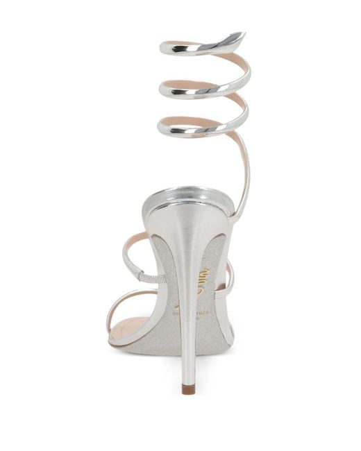 Rene Caovilla White Cleo Heel Sandals