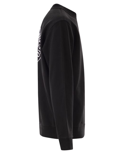 Stone Island Black Oversized Crew Neck Sweatshirt With €Œoutline Compass†Print for men