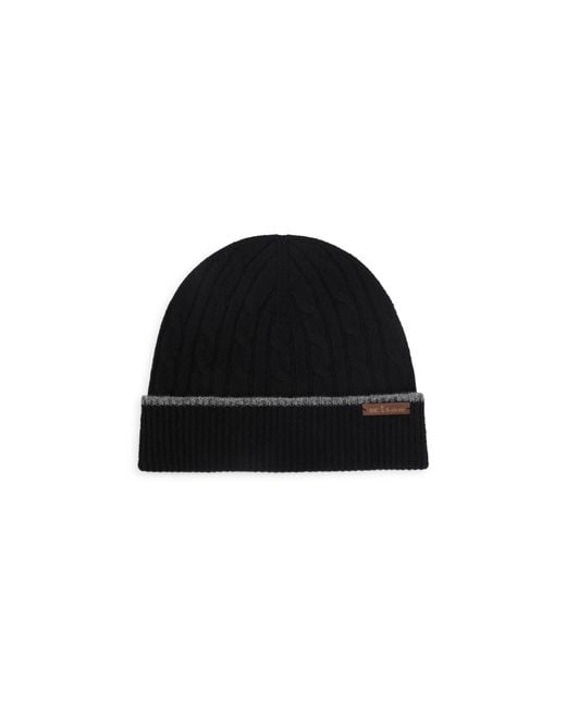 Kiton Black Cable-Knit Beanie