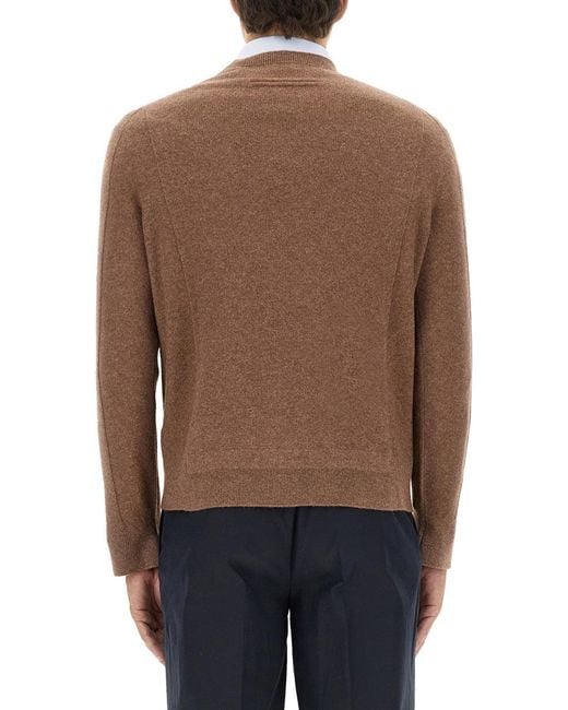 Zegna Brown Wool And Cashmere Sweater for men