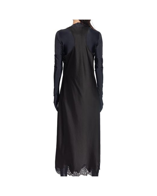 Balenciaga Black Satin Strappy Midi Dress