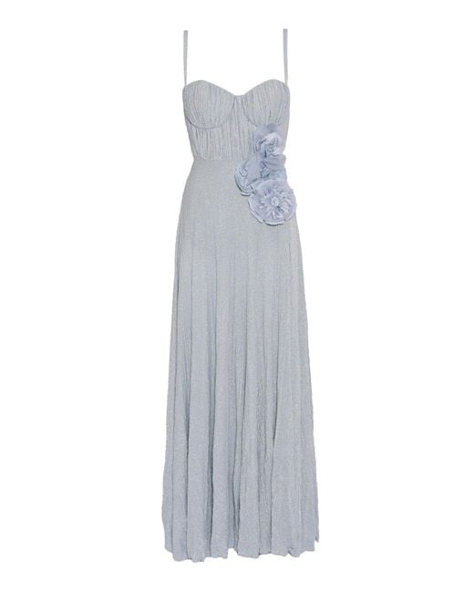 Elisabetta Franchi White Sweetheart Neckline Maxi Dress
