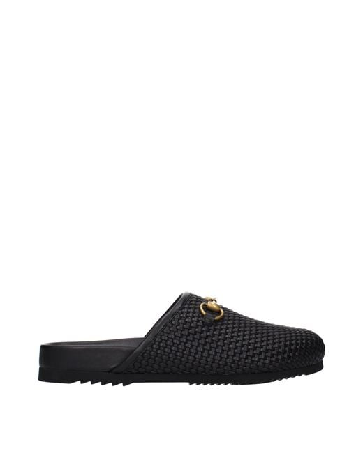 Gucci Black Slides And Clogs Leather