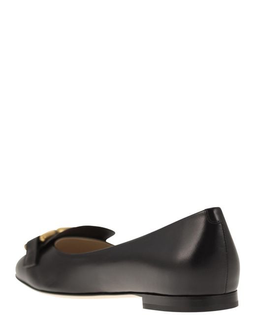 Tod's Black Leather Ballerina With Accessory