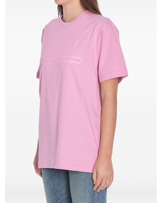 Gucci Pink Logo Cotton T Shirt