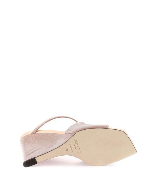 Jimmy Choo Pink 'Anis Wedge 85' Maultiere
