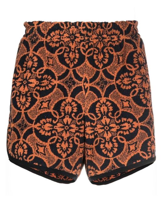 MARINE SERRE Orange Printed Running Shorts for men