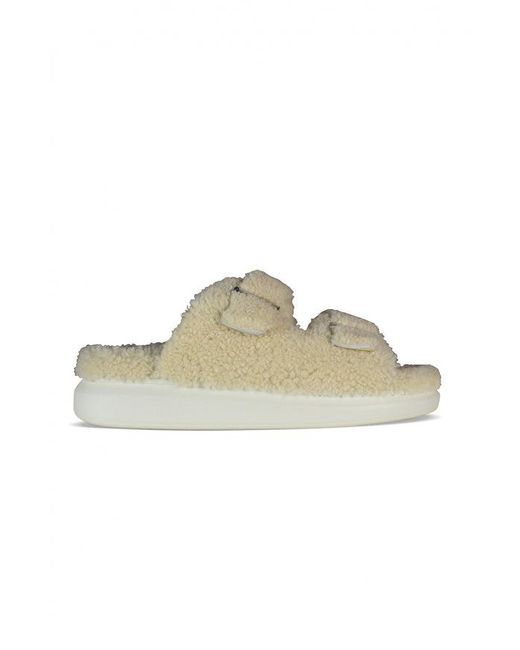 Alexander McQueen Metallic Shearling-Lined Slides for men
