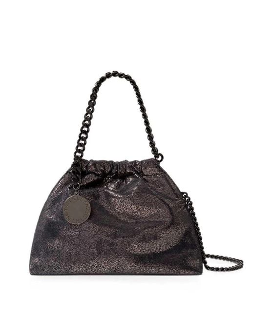 Stella McCartney Black Falabella Mini Tote Bag With Crackle Effect