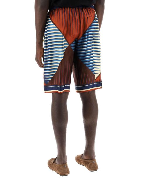 Dolce & Gabbana Blue Printed Silk Bermuda Shorts Set for men