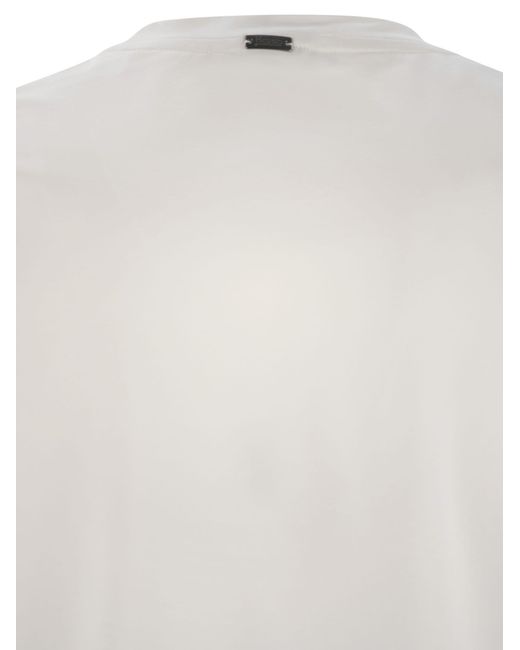 Herno White Stretch Cotton T-Shirt for men