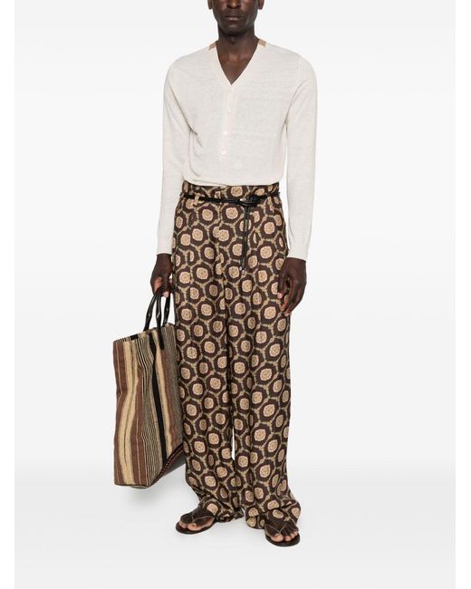 Emporio Armani Natural Printed Trousers for men