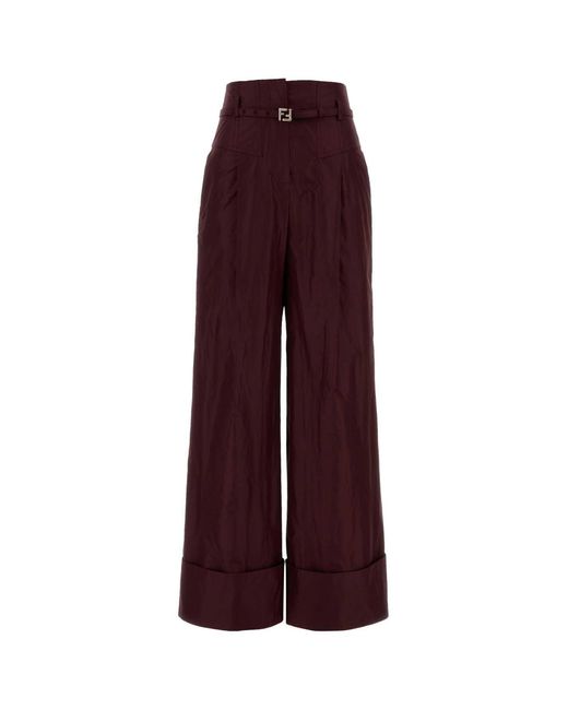 Fendi Purple Burgundy Taffeta Pant