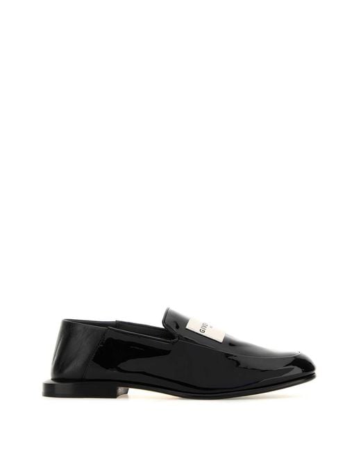 Givenchy Black Leather Label Loafers