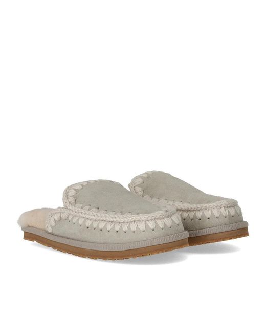 Mou Gray Full Eskimo Stich Birch Slipper