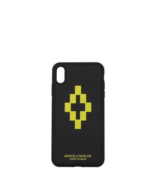 Marcelo Burlon Black Porta Iphone Iphone Xs Max Uomo Policarbonato Nero/Giallo