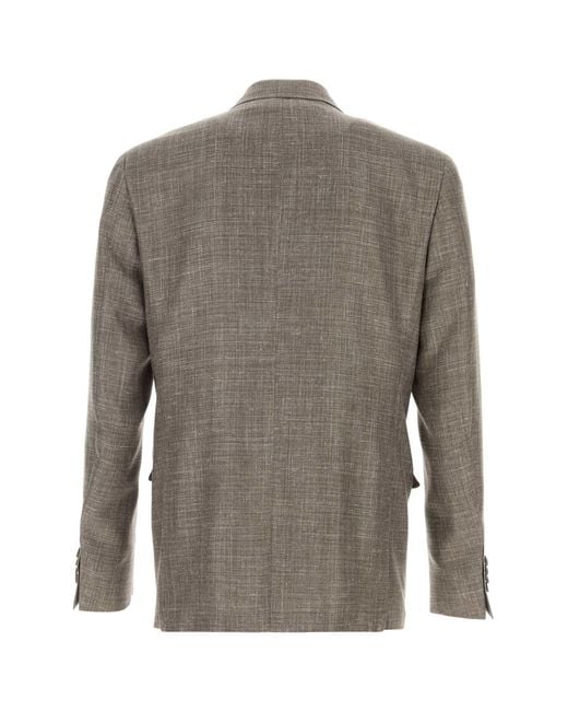 Canali Brown Melange Grey Wool Blend Blazer for men