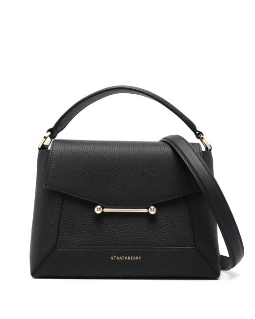 Strathberry Black Mosaic Top Handle Grain Bags