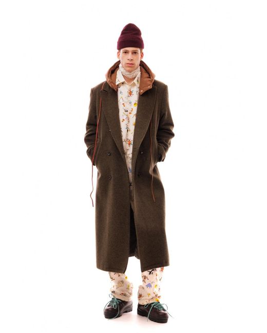 Cappotto Shetland Con Cappuccio di LC23 in Brown