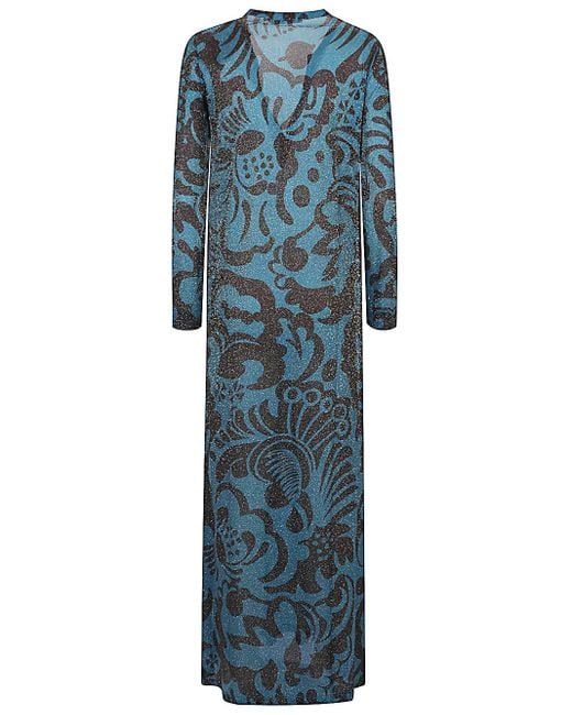 Siyu Blue Printed Long Dress