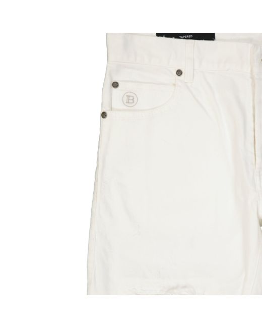 Jeans de mezclilla de algodón Balmain de hombre de color White