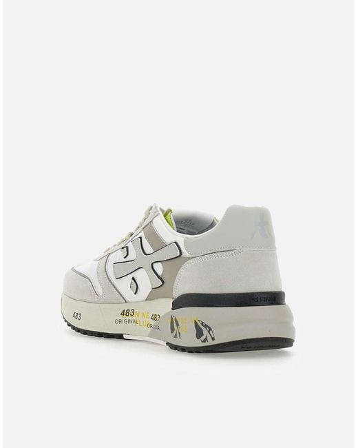 Premiata Mick7212 Graues Wildleder Nylon -Turnschuhe in White für Herren