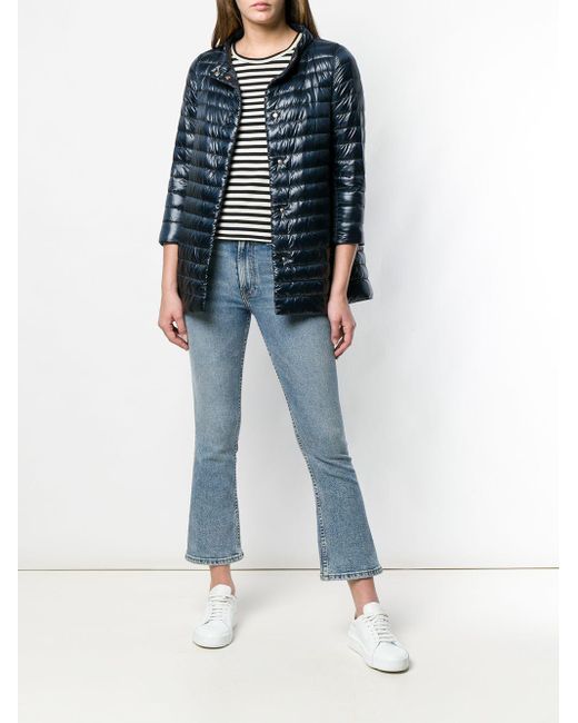 Herno Blue Nylon Midi Down Jacket